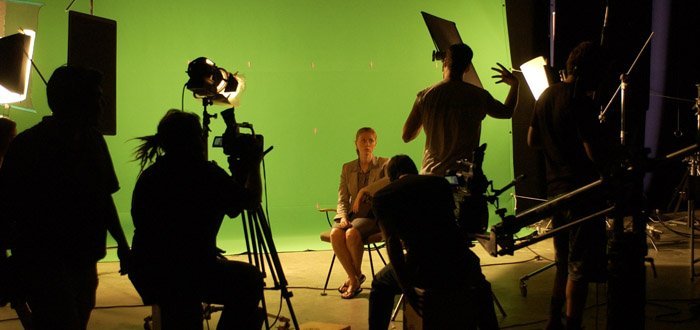 On the green-screen set of The Crooked Eye