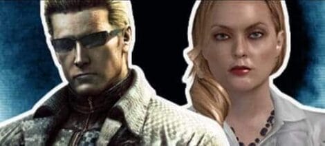 Image: An image featuring two video game characters during Wesker Week: a man with sunglasses and tactical gear, and a woman with blonde hair in a white blouse, set against a contrasting dark and light background. -- D.C. Douglas