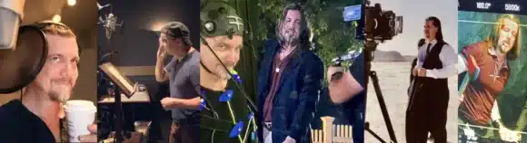 D.C. Douglas recording voice over and acting on-camera