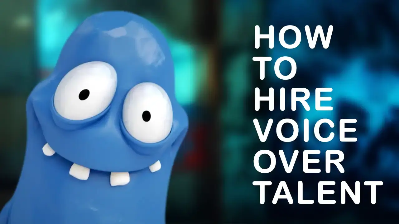 Ai Vs. Human Voice-Over 2025 | D.c. Douglas Blue cartoon character with large eyes and teeth next to text about hiring voice over talent.