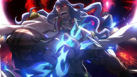A muscular character with long hair and blue flames emanating from their hands, depicted in a dynamic pose.