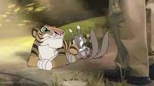 Top 5 Best Commercials Of 2025 | D.c. Douglas An animated tiger lying on the ground with a rabbit sitting beside it.