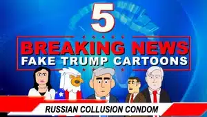 Five animated characters displayed in a breaking news format with a blue background and bold text.