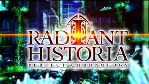 Cover art for the video game Radiant Historia: Perfect Chronology featuring a logo and colorful background.