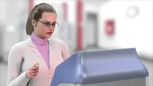 Navigating The Intricacies Of Medical Narration: From Corporate Videos To Patient Education | D.c. Douglas Female scientist in a lab coat and glasses operating laboratory equipment with a focused expression.