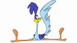 Voice Over: Radio, Streaming, &Amp; Podcast Commercials | D.c. Douglas Cartoon blue bird character with a yellow beak and blue feathers, standing with wings extended.