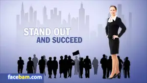 Navigating The Intricacies Of Medical Narration: From Corporate Videos To Patient Education | D.c. Douglas Businesswoman in a black suit standing confidently in front of a silhouetted crowd against a city skyline.