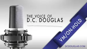 Navigating The Intricacies Of Medical Narration: From Corporate Videos To Patient Education | D.c. Douglas Microphone with the text 'The Voice of D.C. Douglas' and a blue ribbon marked 'VM/ON-HOLD'.