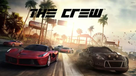 Cover art for the video game 'The Crew' featuring multiple cars racing on a road.